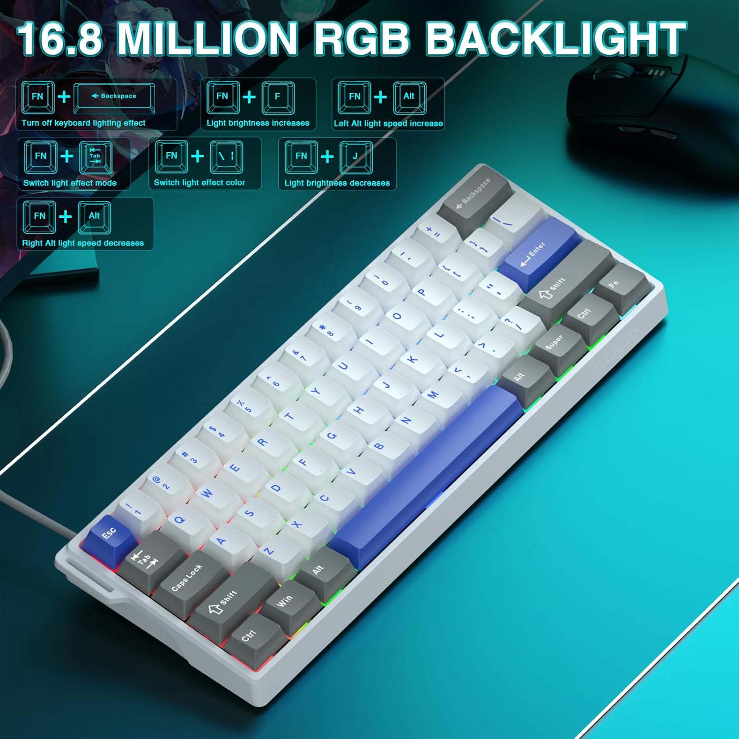 Detalle 2 de AULA WIN60HE MAX Gaming Tastatur 60%