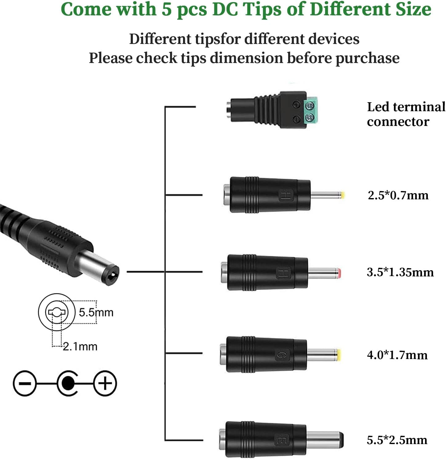 Thumbnail 4 de Gonine 9V 1.5A Power Supply Adapter with 5 Tips for Arduino Uno R3 and Everyday 9V Devices