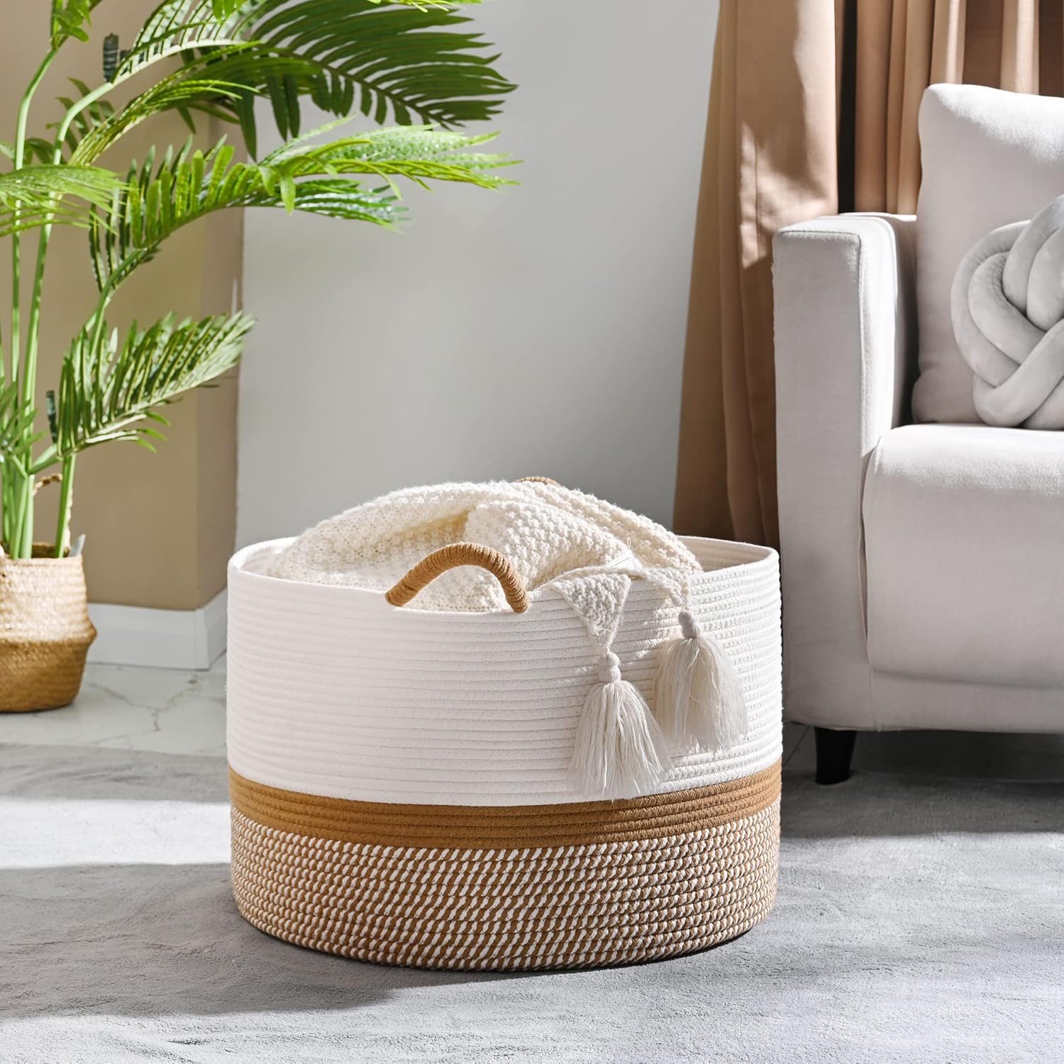 Detalle 2 de KAKAMAY Large Blanket Basket 20x13"