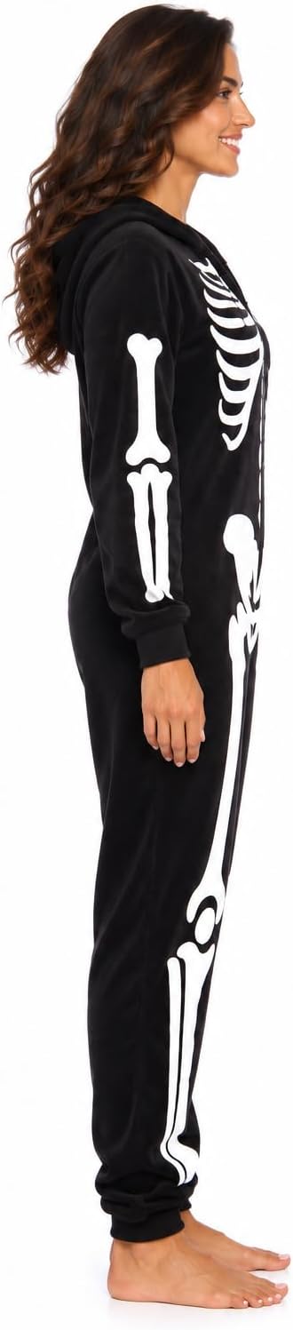 Thumbnail 3 de Just Love Women's Skeleton Onesie with Hood, Microfleece Zip-Up Costume