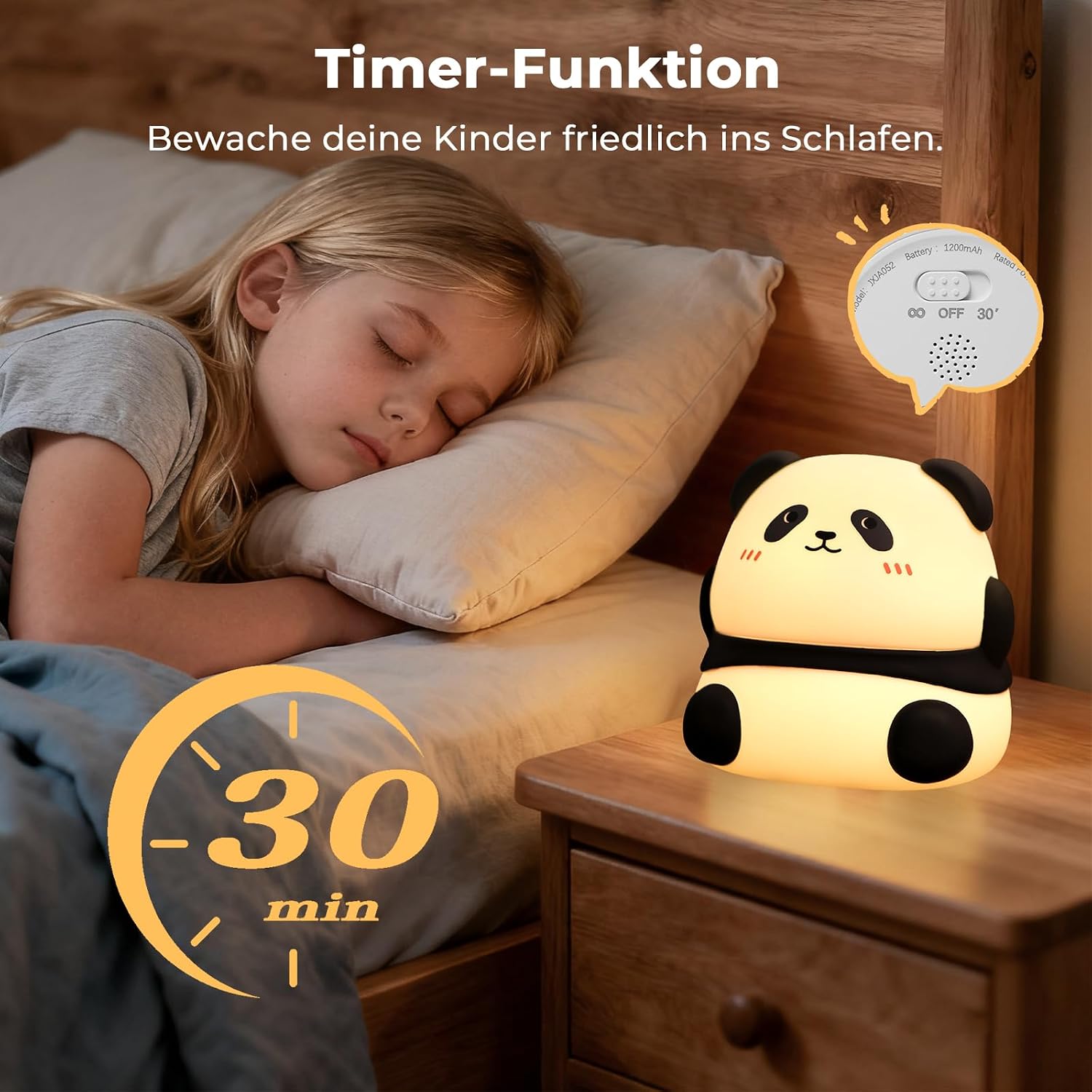 Thumbnail 4 de JVURICE Silikon Panda Nachtlicht 1200 mAh