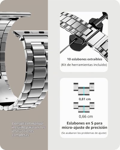 Detalle 2 de Fullmosa correa metálica para Apple Watch de 38, 40 y 41 mm, acero inoxidable