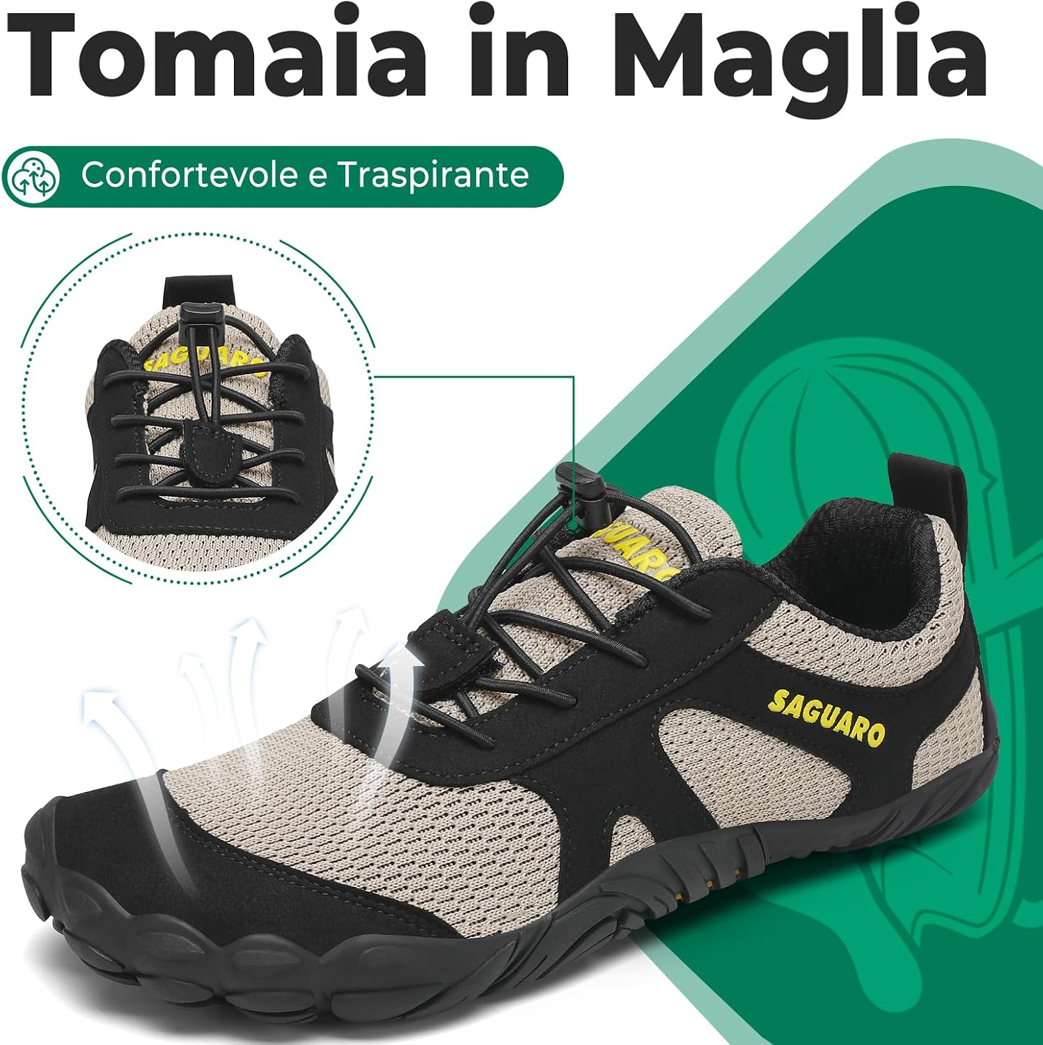 Detalle de SAGUARO Barefoot Shoes mini minimaliste uomo/donna con punta larga (gr. 36-48)
