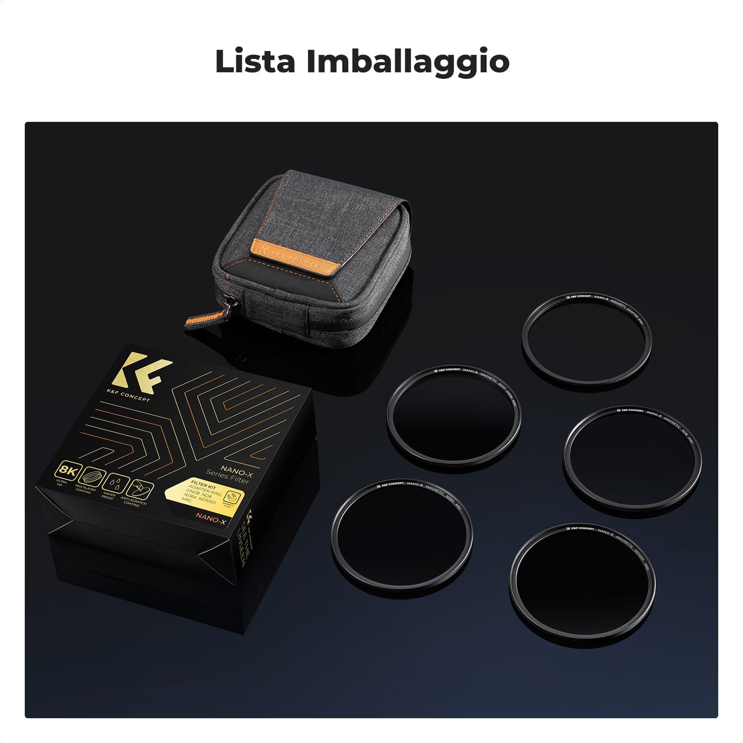 Thumbnail 6 de K&F CONCEPT Nano-Xcel 77mm Kit filtri magnetici: MCUV+ Polarizzatore Circolare + ND1000