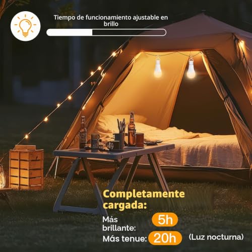 Detalle de Dehobo Bombillas Recargable con Mando y Cronómetro — 7W, E27, 3 Temperaturas de Color y Control USB-C