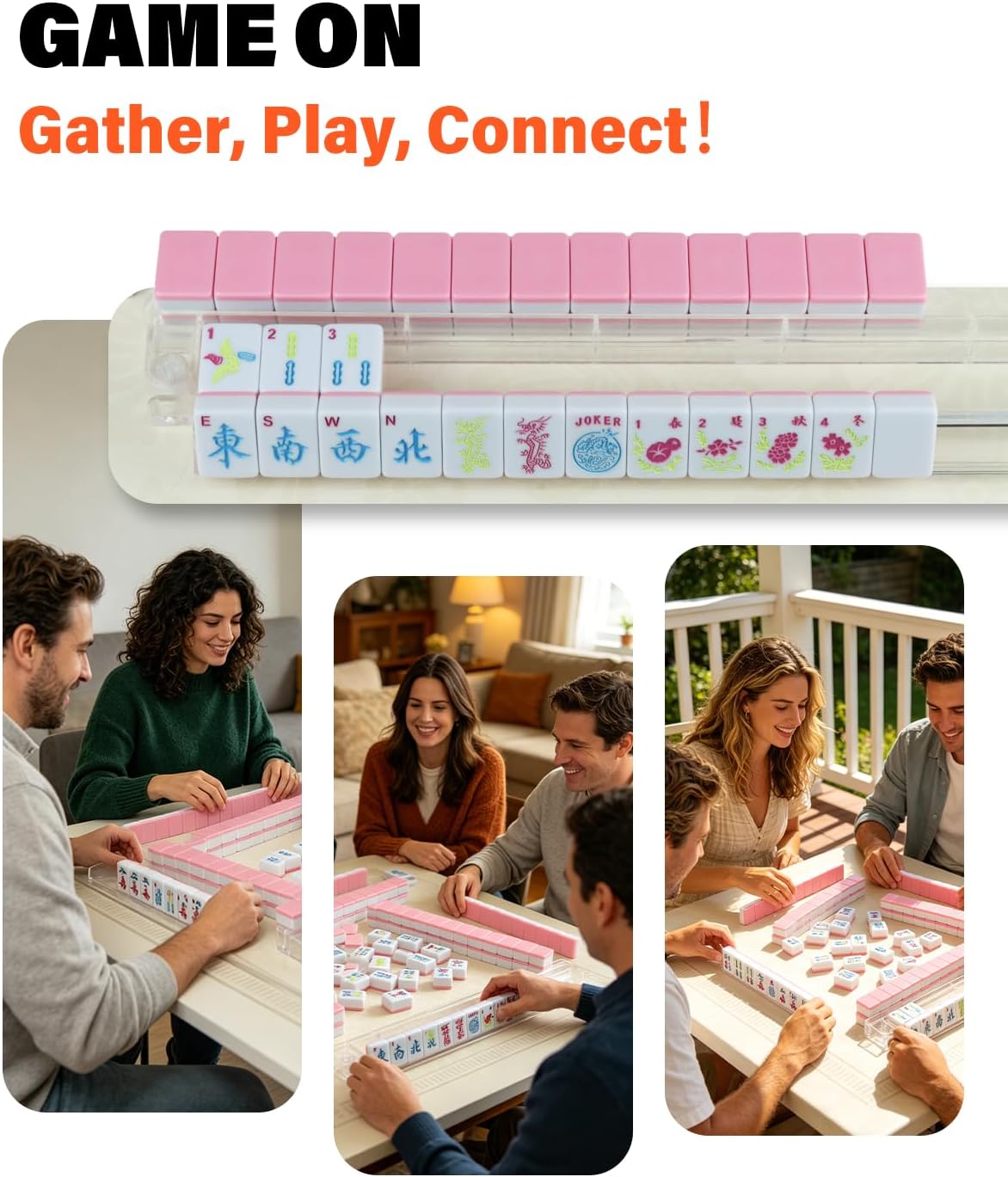 Thumbnail 6 de 1.2" American Mahjong Tile Set, 166 Tiles + 4 Dice — Durable, Scratch-Resistant Melamine with Clear Engravings