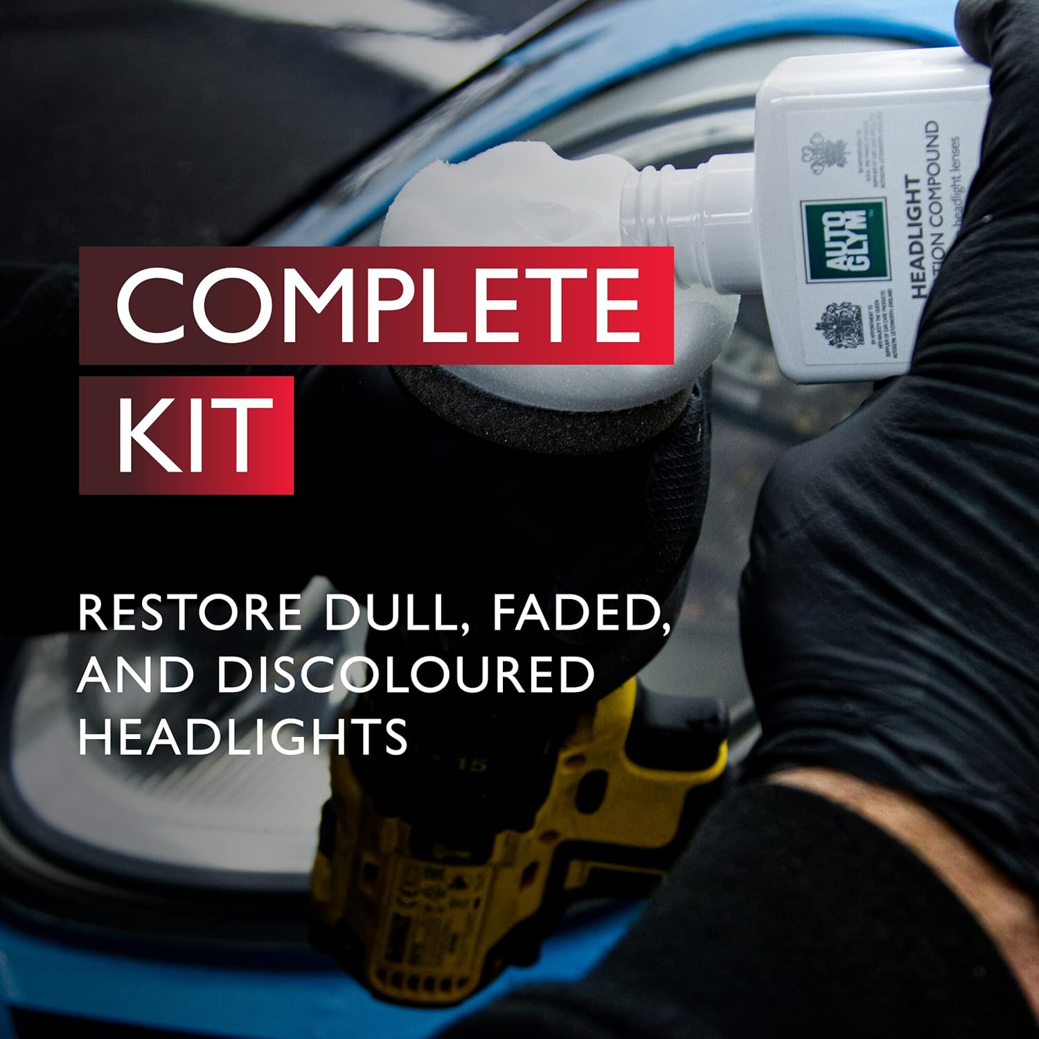 Thumbnail 3 de Autoglym Headlight Restoration Complete Kit – Restore Cloudy Headlights Easily with Your Drill