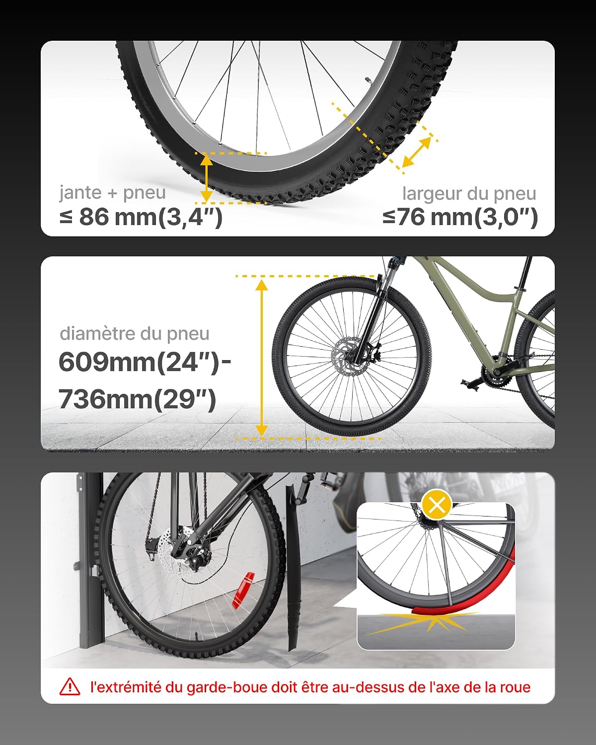 Detalle de monTEK DE-DS-VA1009OR automatische fietsendrager voor 24-29 inch, tot 32 kg