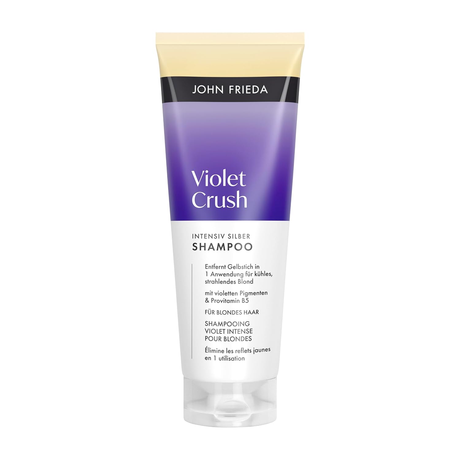 Detalle de John Frieda Violet Crush Intensiv Silber Shampoo – 250 ml für blondes Haar mit Gelbstich