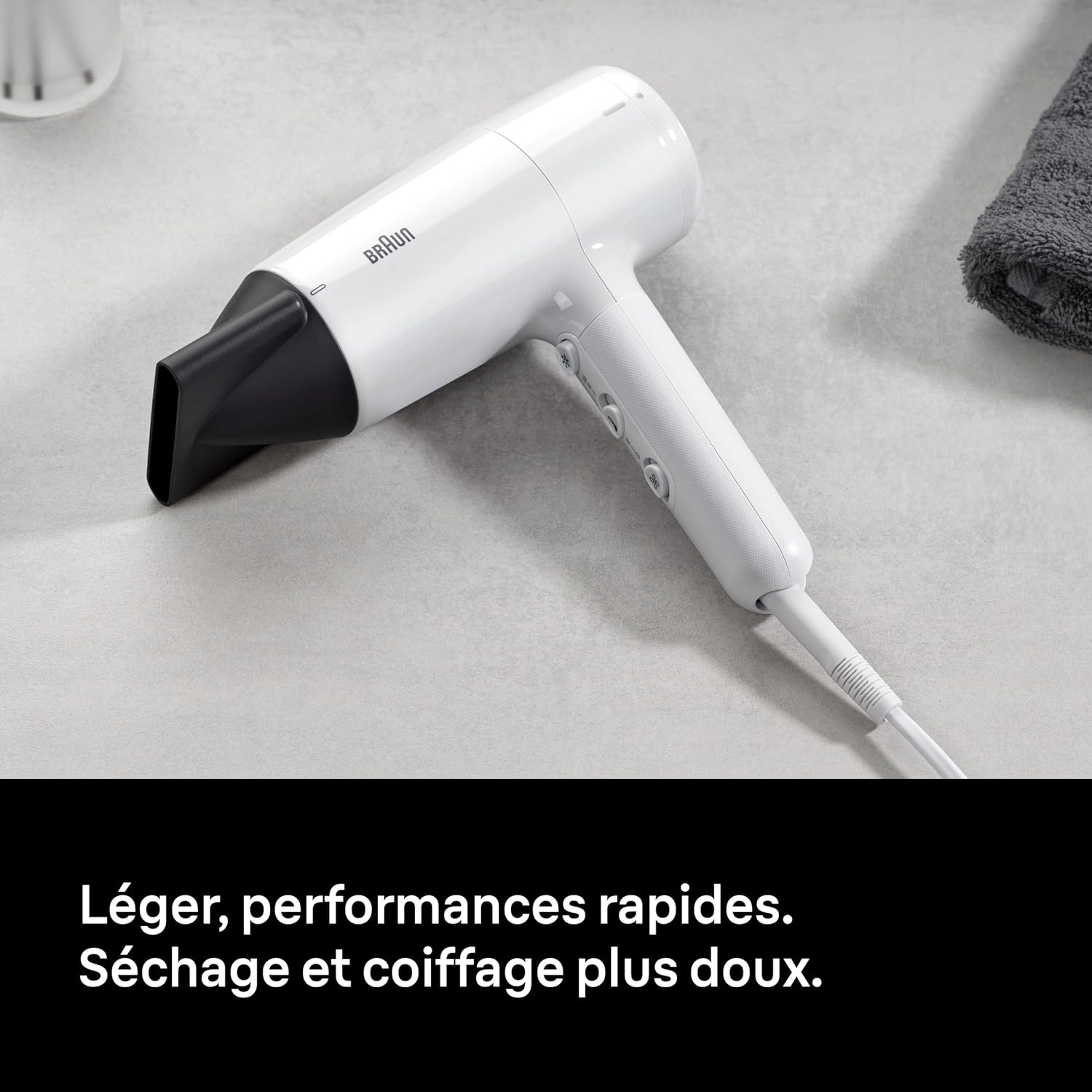 Detalle de Braun HD2.1 Sèche-cheveux 2100 W avec concentrateur, 3 températures et 3 vitesses, BRHD210E