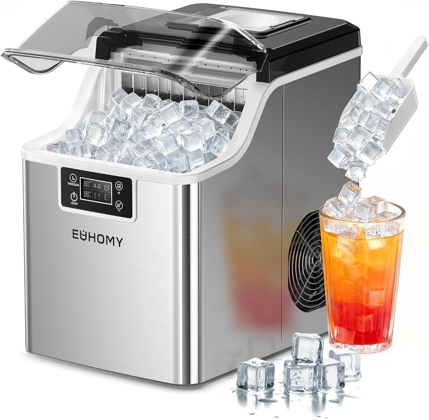 Detalle de EUHOMY IM-FP Countertop Ice Maker, 45 lb/Day, Adjustable Ice Thickness