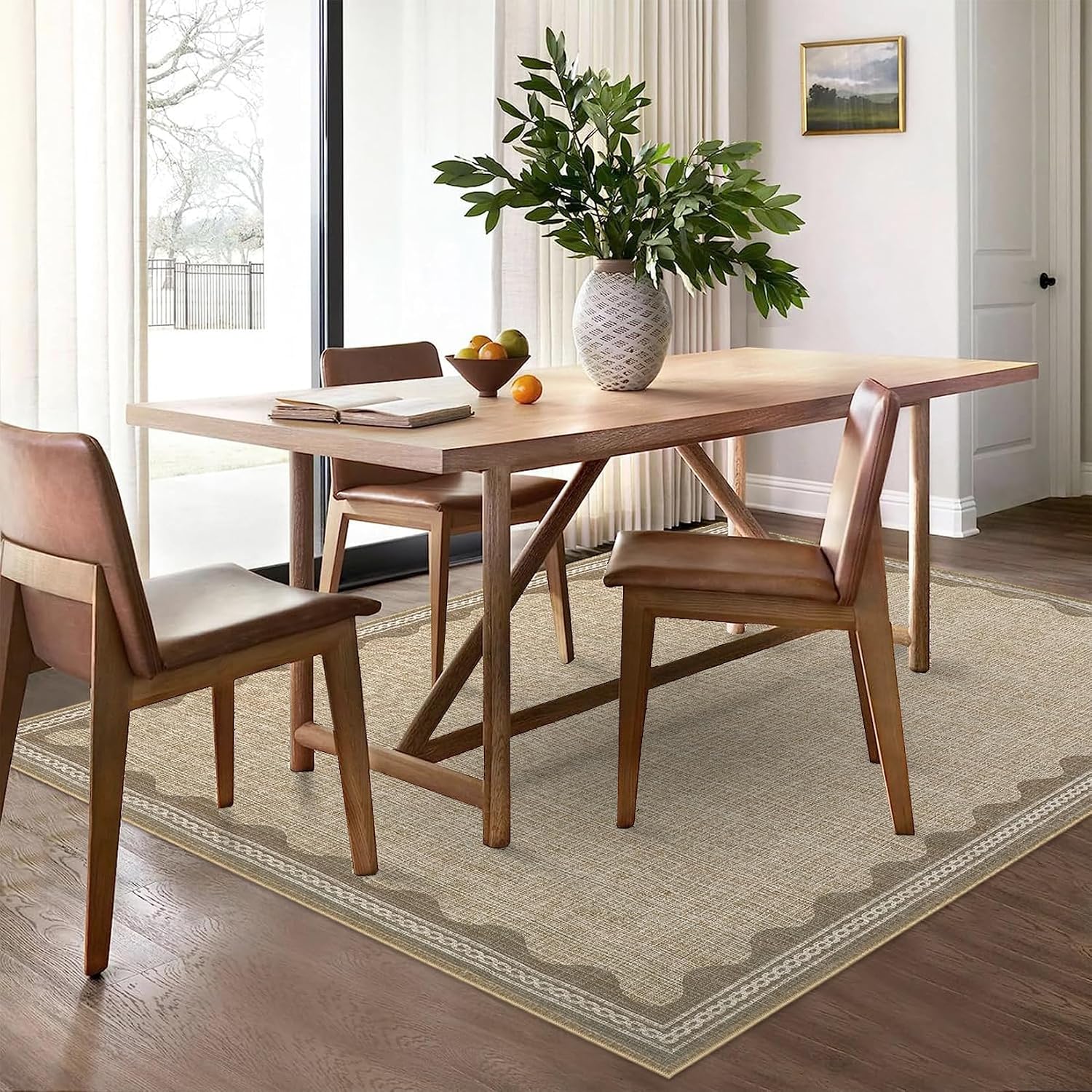 Detalle de CAREMEE 5x7 Washable Rug Cream