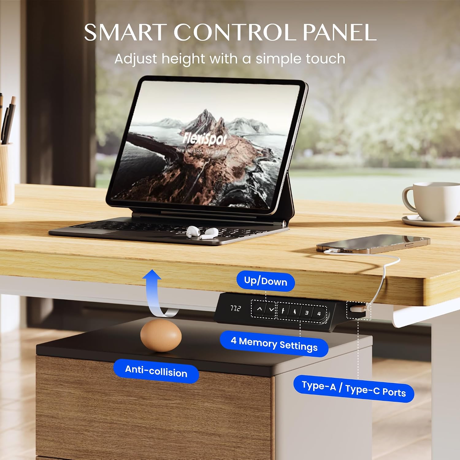 Detalle de FLEXISPOT E6 MAX 180x80cm Electric Standing Desk
