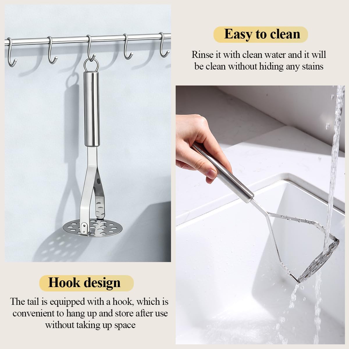 Detalle 1 de Homquen Potato Masher, Stainless Steel