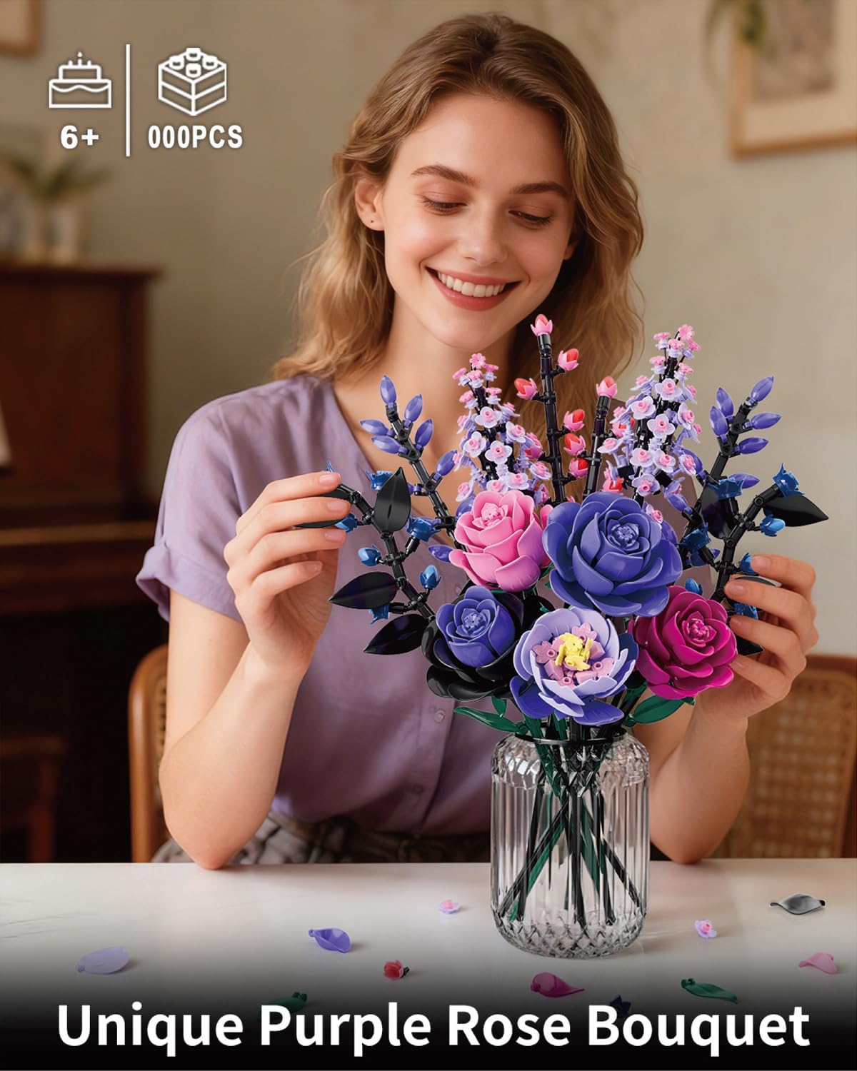 Thumbnail 2 de TYCOLE Purple Roses Bouquet Build Set