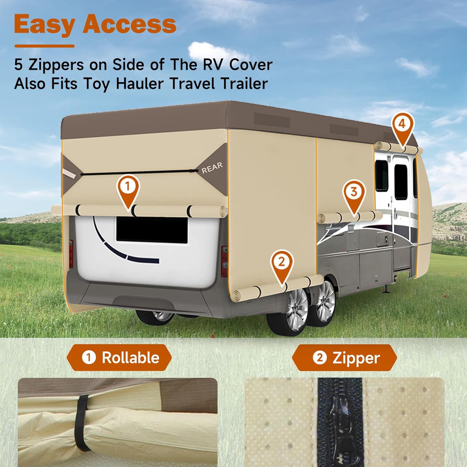 Detalle de Umbrauto Travel Trailer RV Cover (24'–27') with Upgraded 7-Layer Roof & Windproof Fit