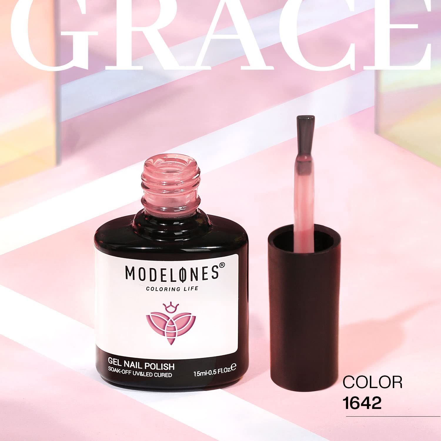 Thumbnail 1 de Modelones Pink Jelly Nude Gel Nail Polish (15ml) for French Tips & Home Manicures