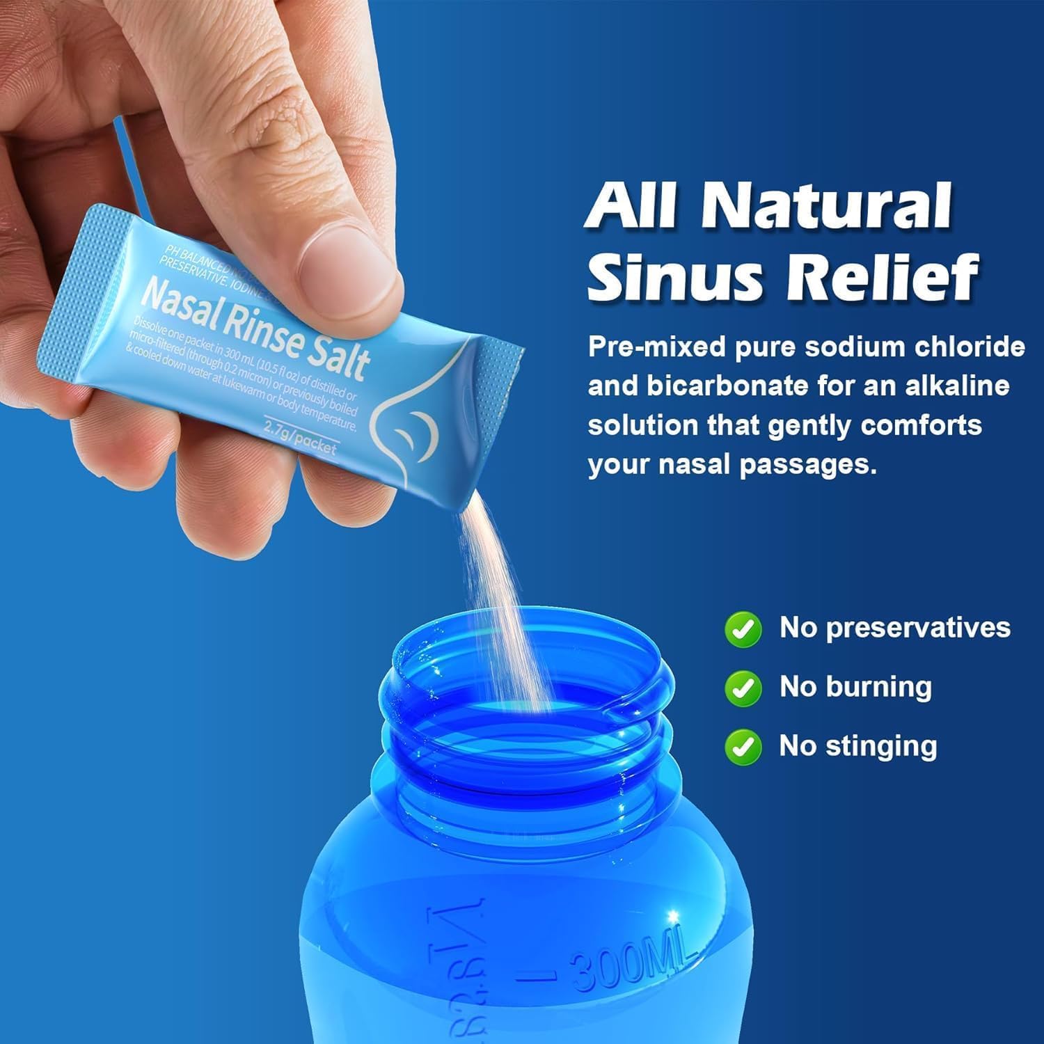 Detalle de MAOEVER yan-100 Neti Pot Saline Packets, 100 Individually Wrapped Refills
