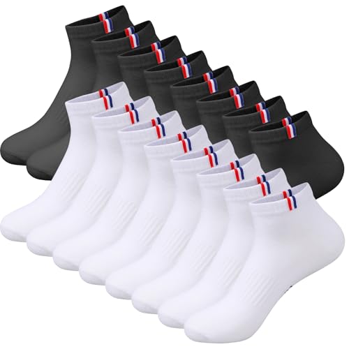 Detalle de VEGCOO - 8 Paires Chaussettes Sport Homme/Femme 38-42, Respirantes et Absorbantes – Noir/Blanc