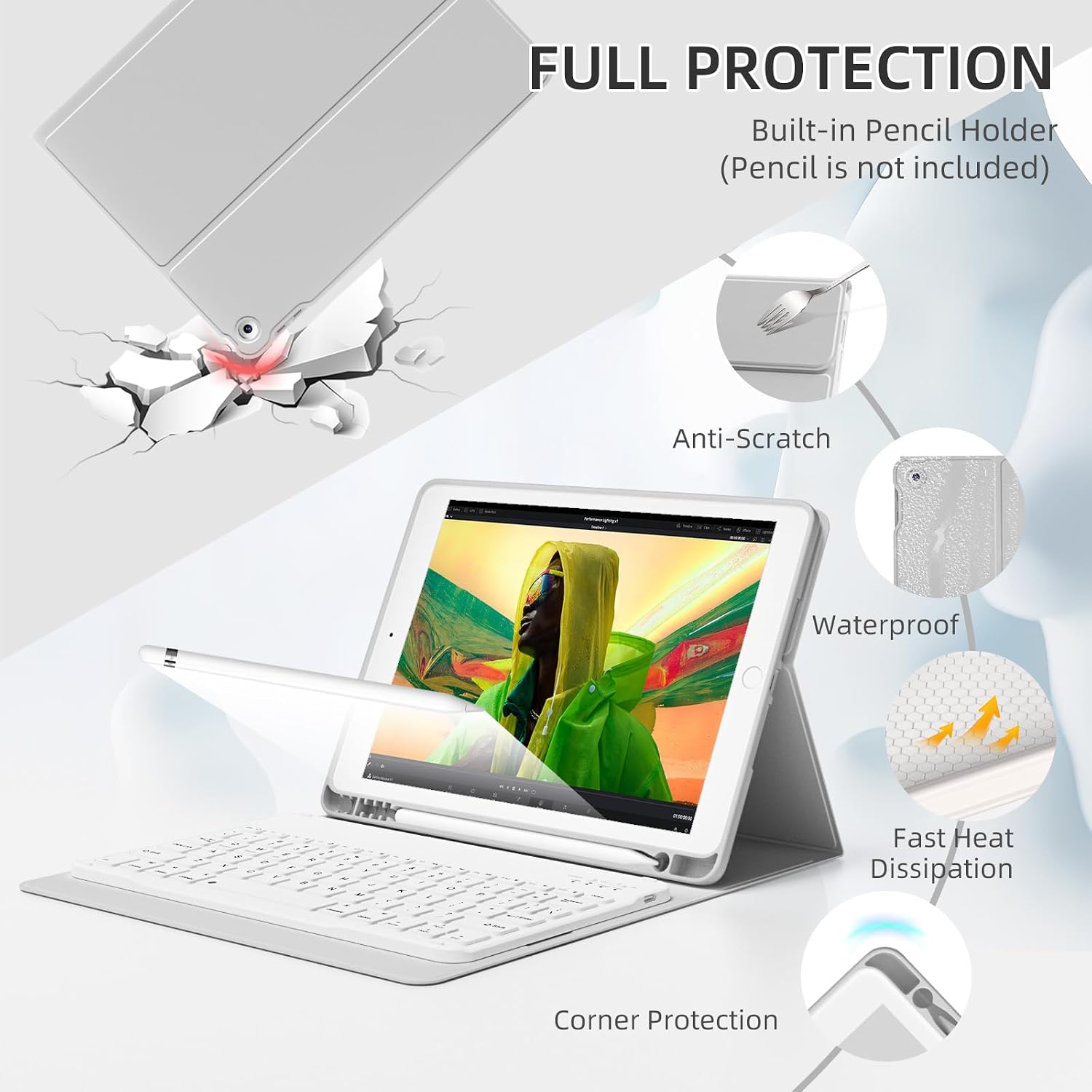 Thumbnail 3 de KVTVOU Case With Keyboard for iPad 9th/8th/7th Gen 10.2 Inch (2021/2020/2019) – Grey