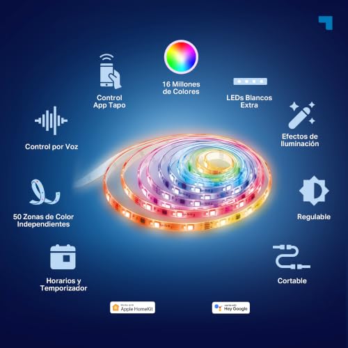 Detalle de Tapo L930-5, tira LED inteligente WiFi RGBW de 1000 lúmenes y 16 millones de colores