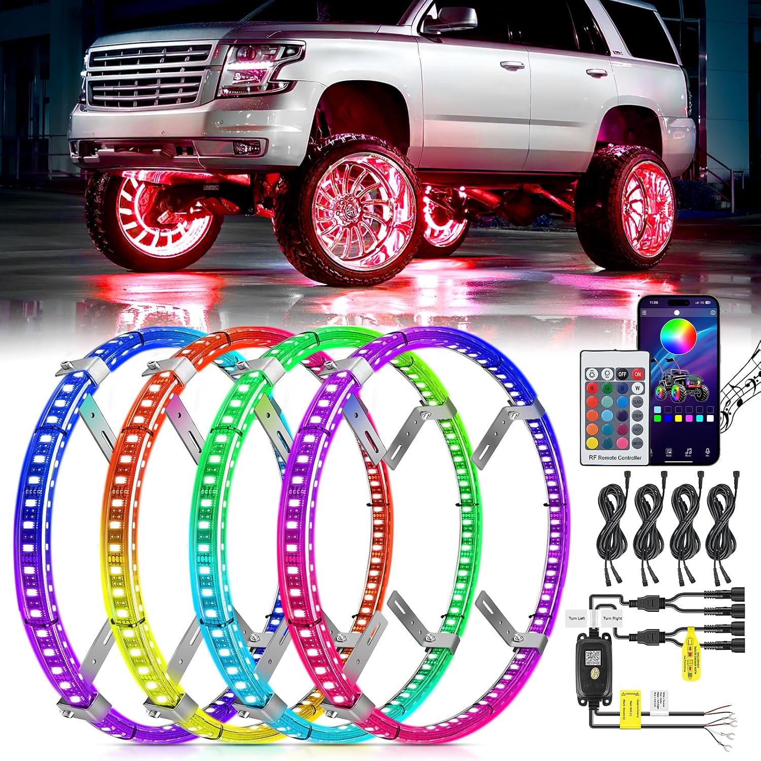 Detalle de Nilight 17.5in RGB LED Wheel Ring Lights