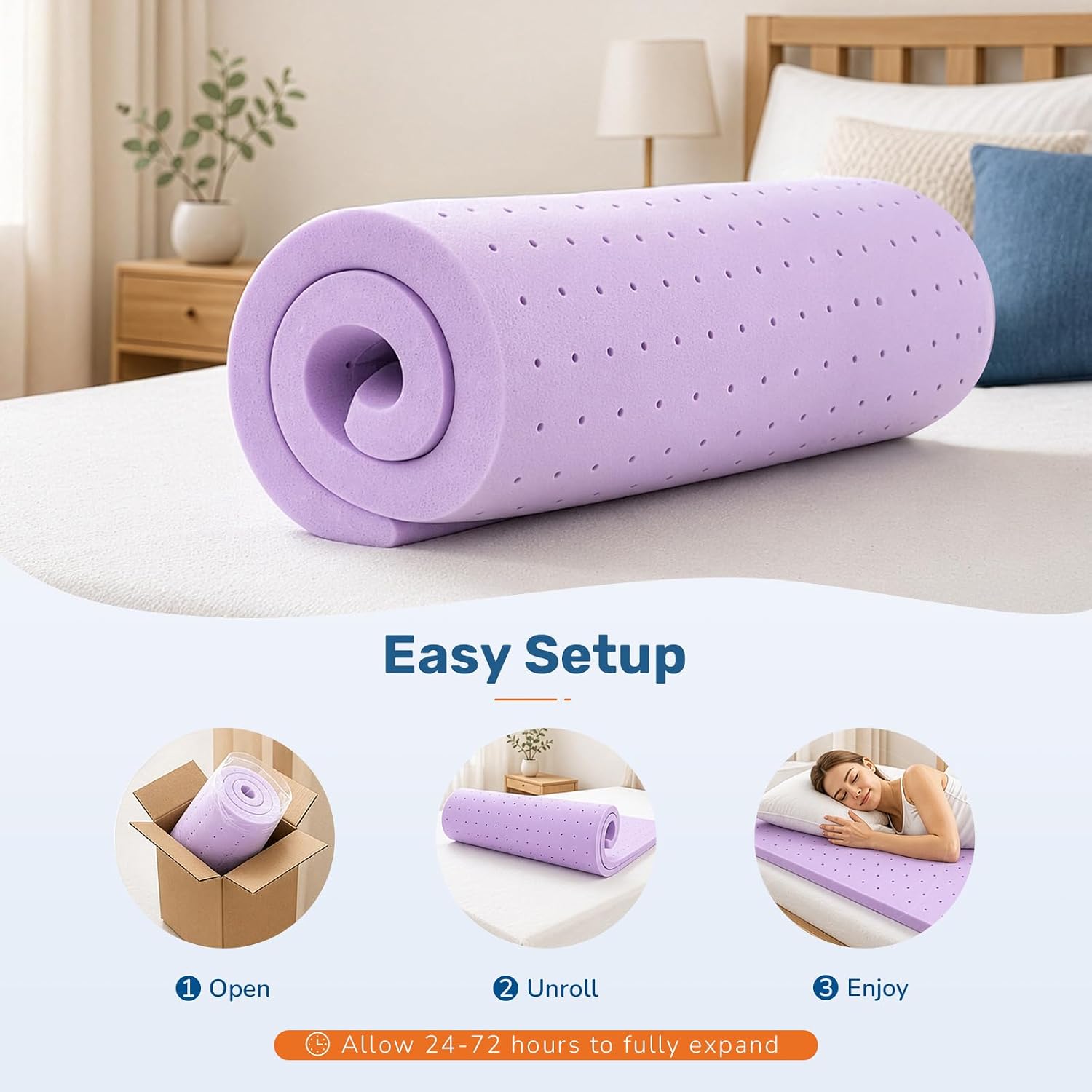 Detalle 2 de Sweetcrispy Memory Foam Mattress Topper, 2-Inch