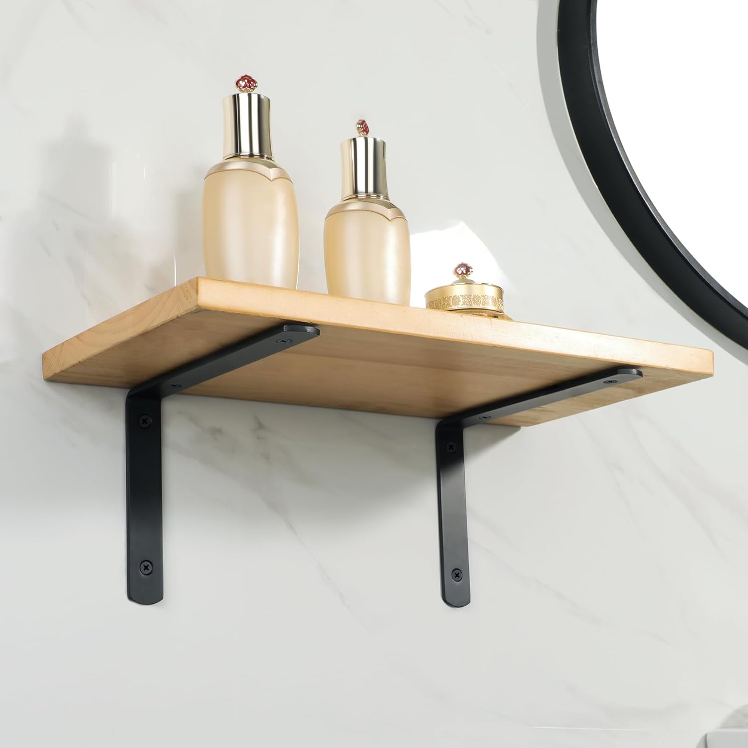 Thumbnail 5 de Mooche 8PCS Black Shelf Brackets 200mm – Heavy-Duty Metal L Brackets for Wall Mounted Shelves