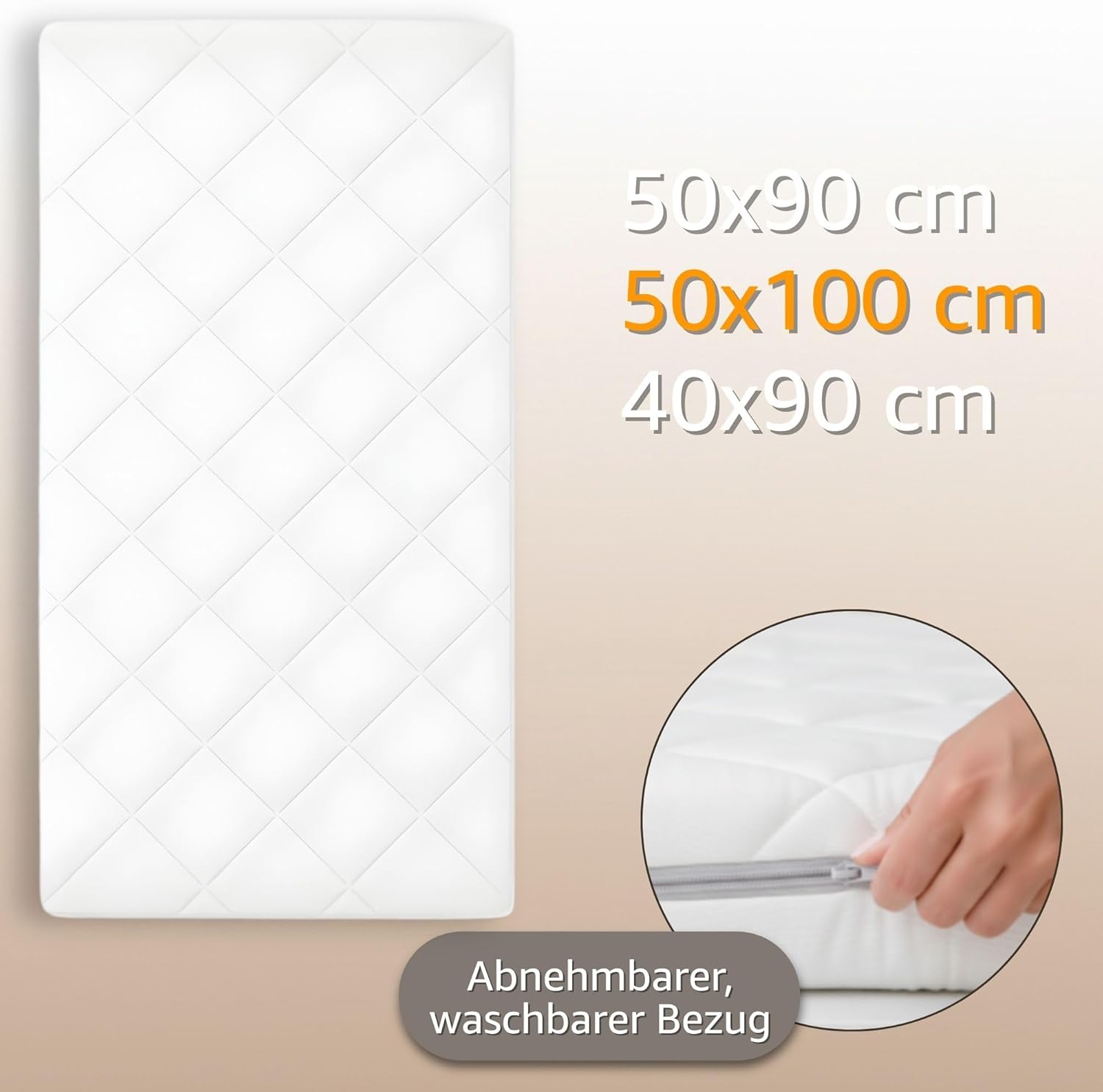 Thumbnail 2 de Materasso da culla 50x100 cm – materassino bambini per navicella, carrozzina, passeggino e lettino neonato, antisudore e certificato OEKO-TEX