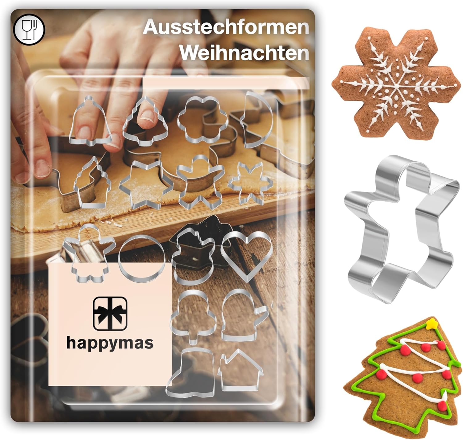 Happymas lot de 20 emporte-pièces de Noël
