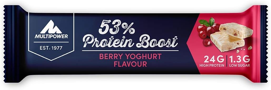 Detalle de Multipower 53% Protein Boost – 20 x 45 g Proteinriegel Berry Yoghurt, 53% Proteinanteil