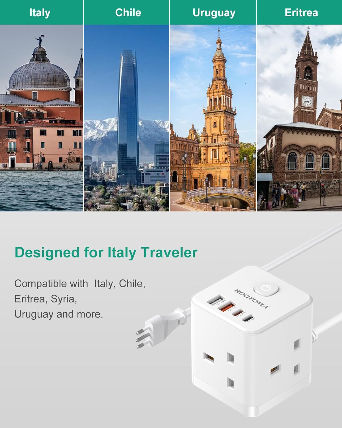Thumbnail 4 de Italy Plug Adapter 1.5m Extension with 4 USB Ports 🔌
