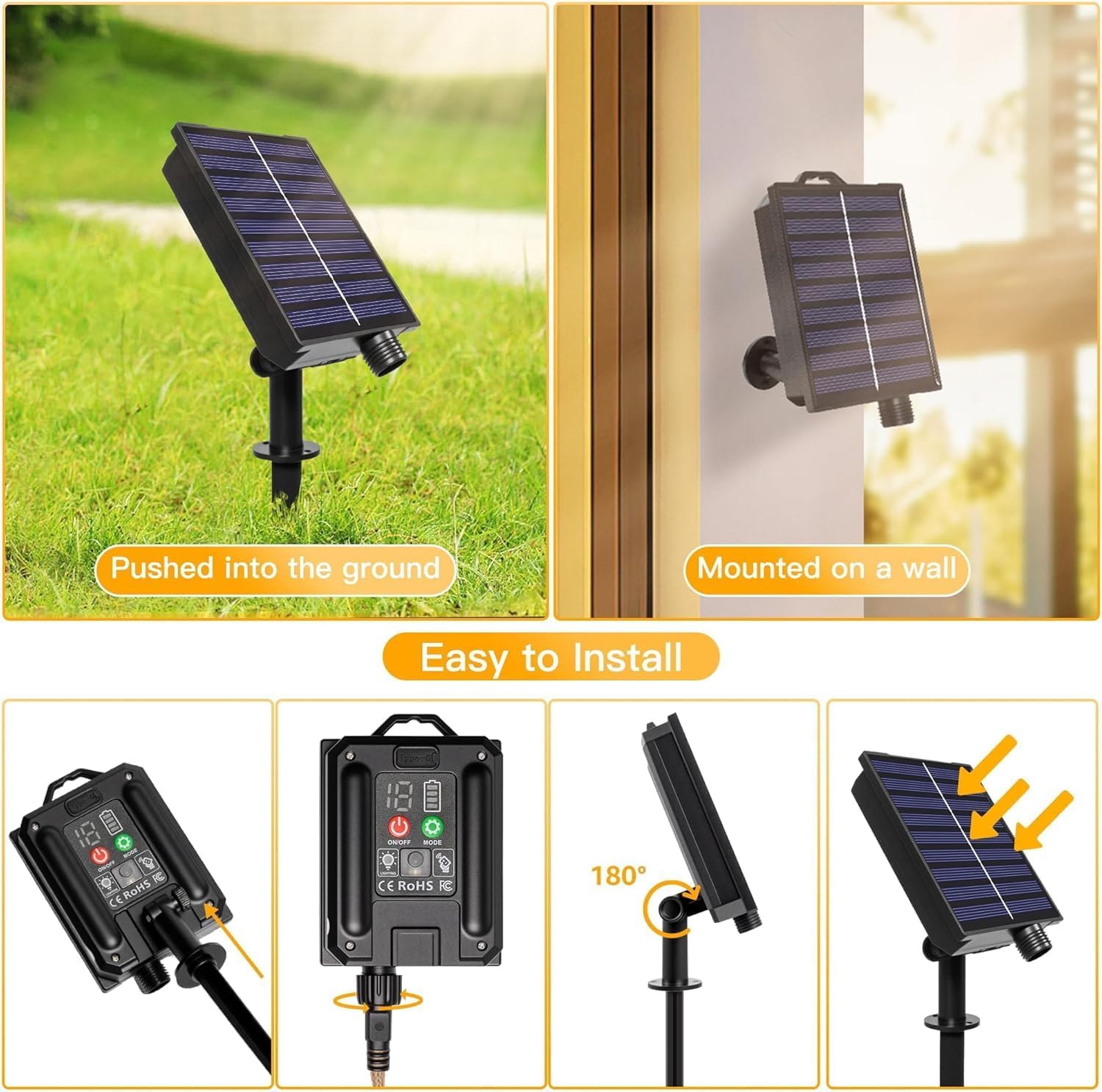 Thumbnail 6 de Ollny Solar Festoon Lights (12m) with Remote, Hemp Rope Effect & 24 Shatterproof Bulbs