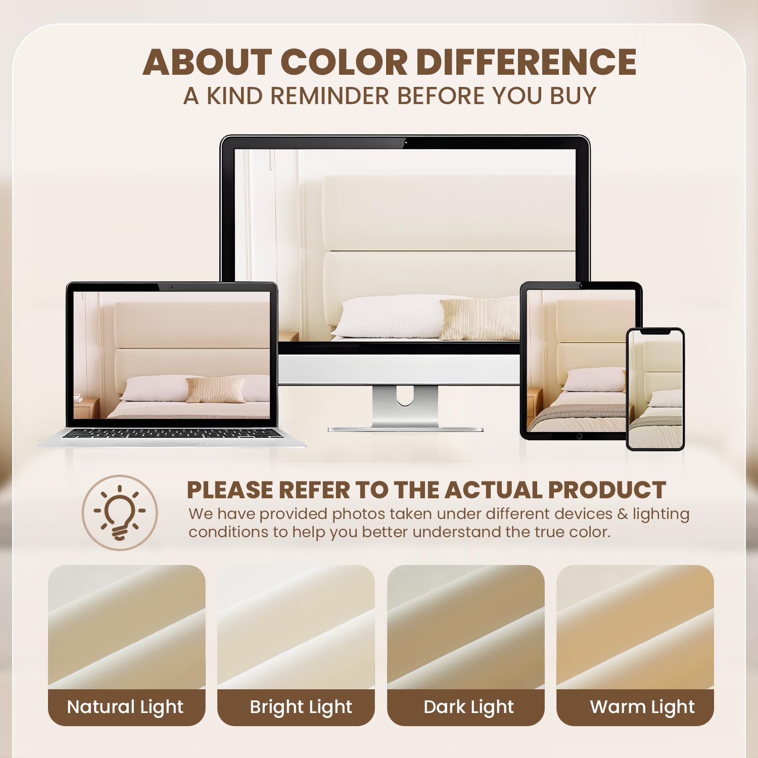 Detalle de GRUSIGN HFCJ-Q-WHT Queen Platform Bed Frame with Adjustable Beige Velvet Headboard