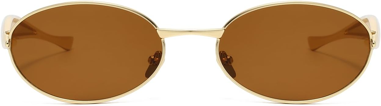 Detalle de YAMEIZE Ovale Metall Sonnenbrille – UV400 Schutz, klassischer Stil