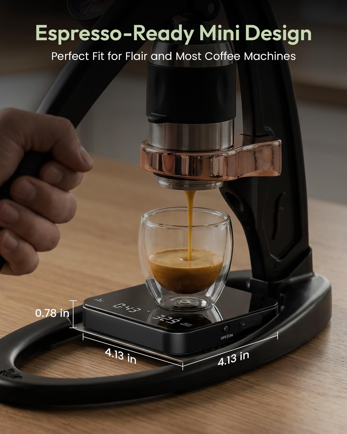 Detalle de Maestri House S2 Espresso Coffee Scale with Timer, 0.1 g Precision, USB-C