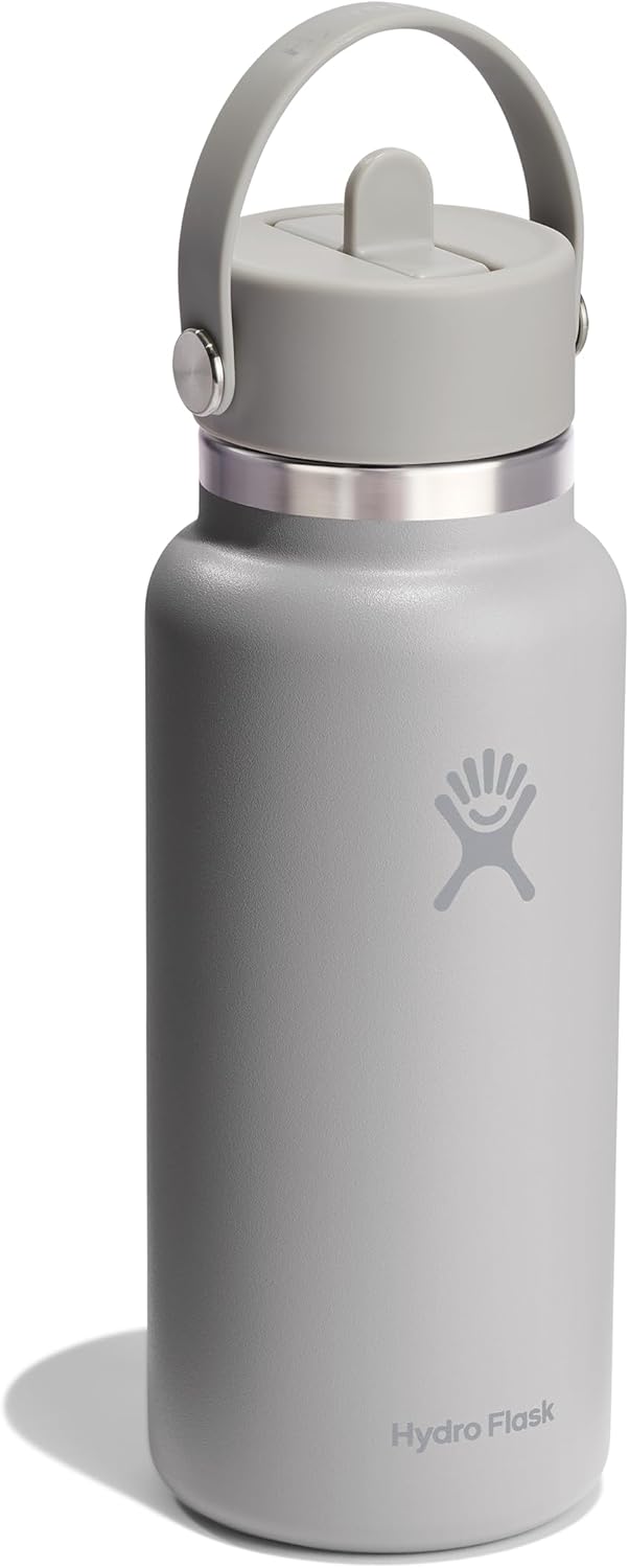 Thumbnail 1 de Hydro Flask 32 oz Wide Mouth Insulated Water Bottle with Flex Straw Lid (Birch Gray)