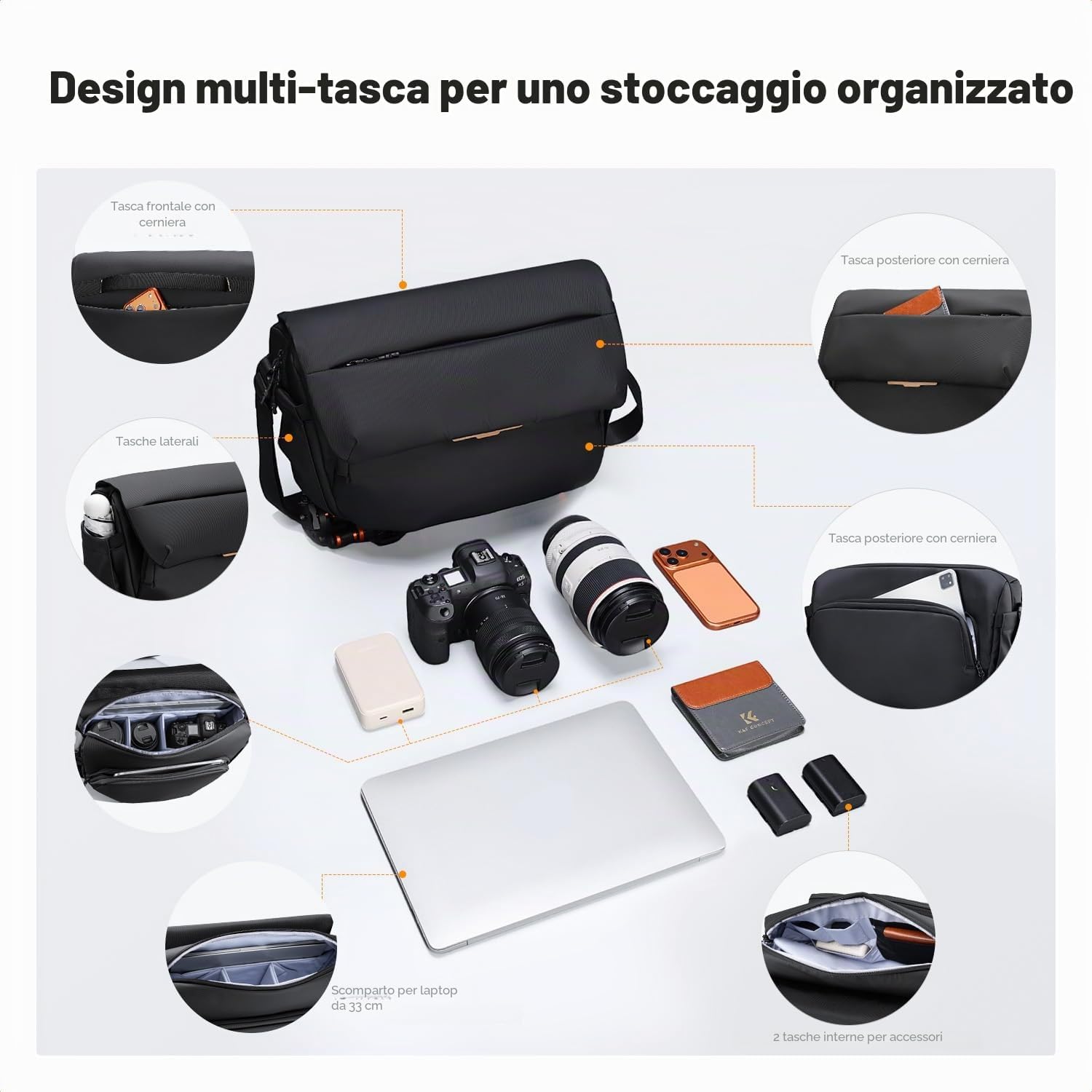 Thumbnail 2 de K&F CONCEPT Borsa a Tracolla per Fotocamera 10L: protezione, versatilità e uso daily