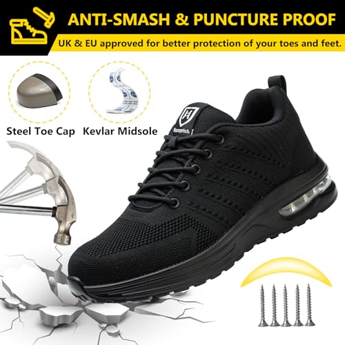 Detalle de Baofular Safety Trainers – Steel Toe, Lightweight & Breathable Work Trainers (Men/Women, UK 7)
