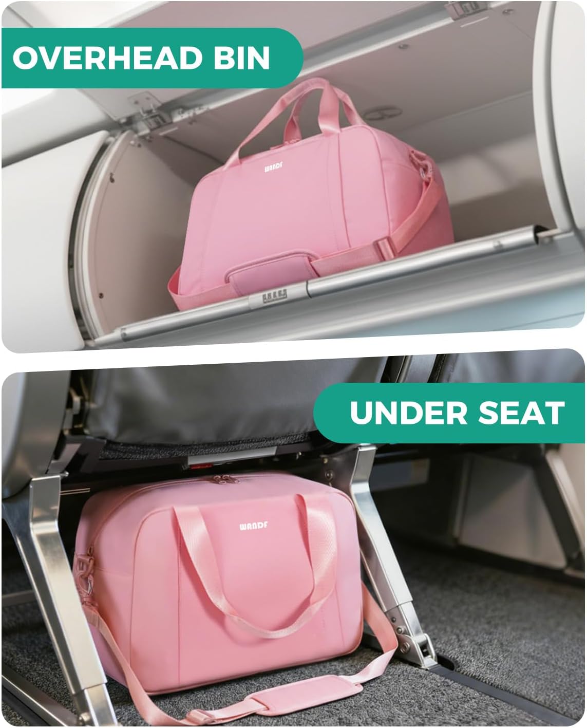 Thumbnail 4 de WANDF Ryanair cabin bag 40x30x20 underseat foldable travel duffel (Pink, 20L)