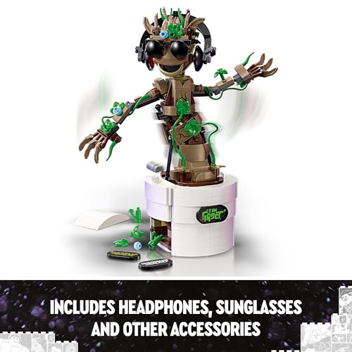 Detalle de LEGO Marvel Dancing Groot Buildable Animated Toy (76297) – A playful, interactive Groot for 10+