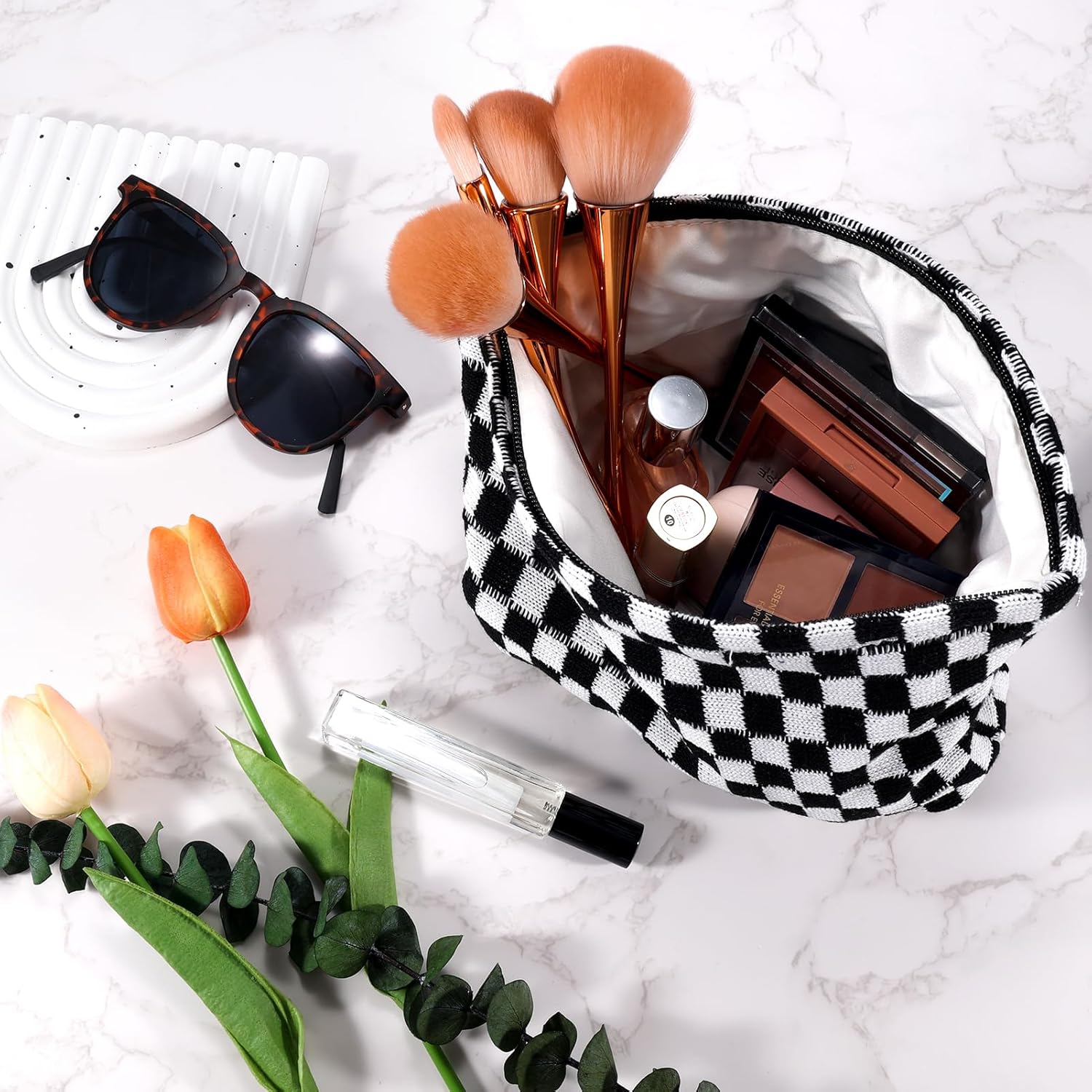 Thumbnail 1 de ZLFSRQ Checkered Makeup Bag Set 10.6 in