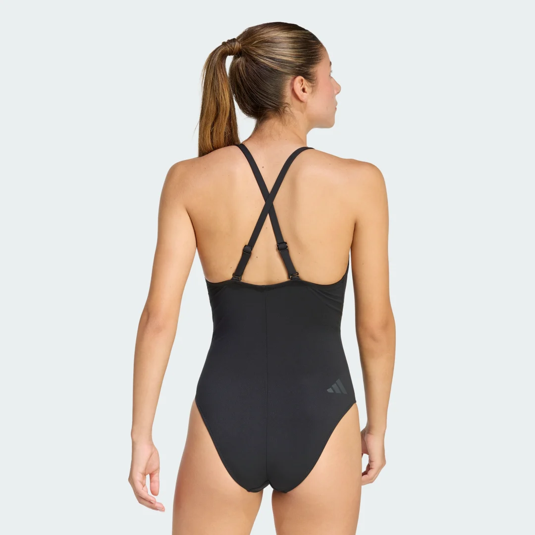 Detalle 2 de Bañador de cuello alto y tirantes de doble ajuste PeacHSOFT 3 Stripes – Adidas