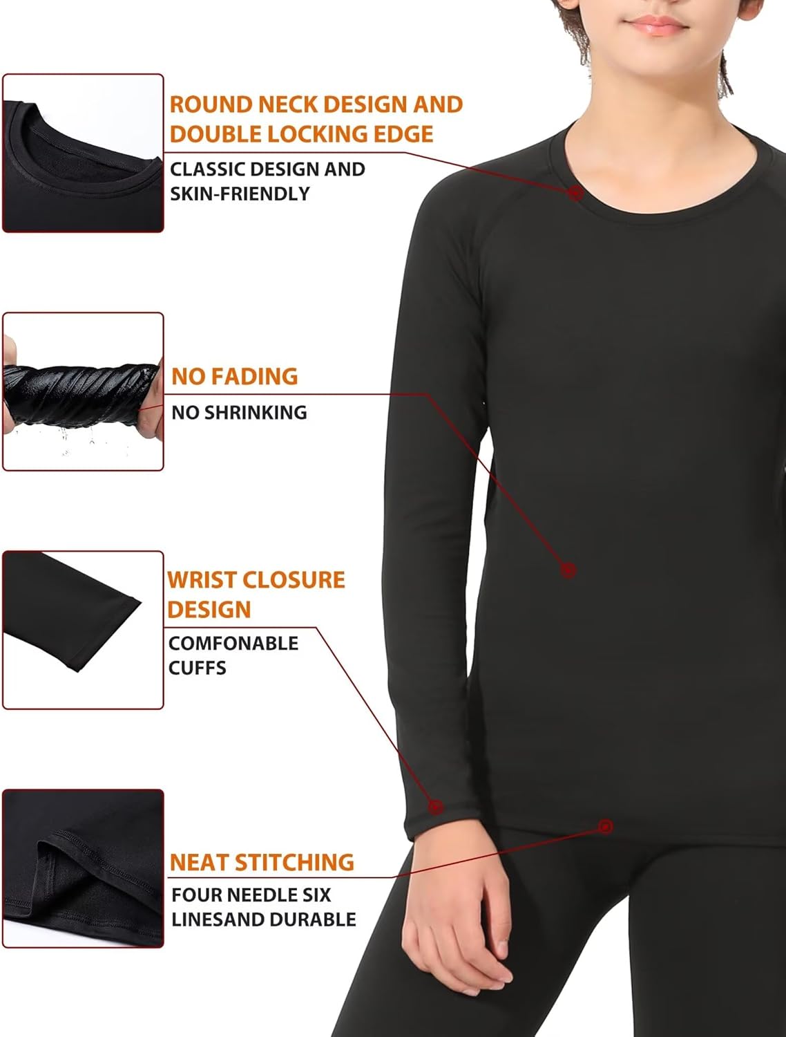 Detalle de Rolimaka Kids Base Layer Set for Youth Boys – Compression Long Sleeve Top & Tights