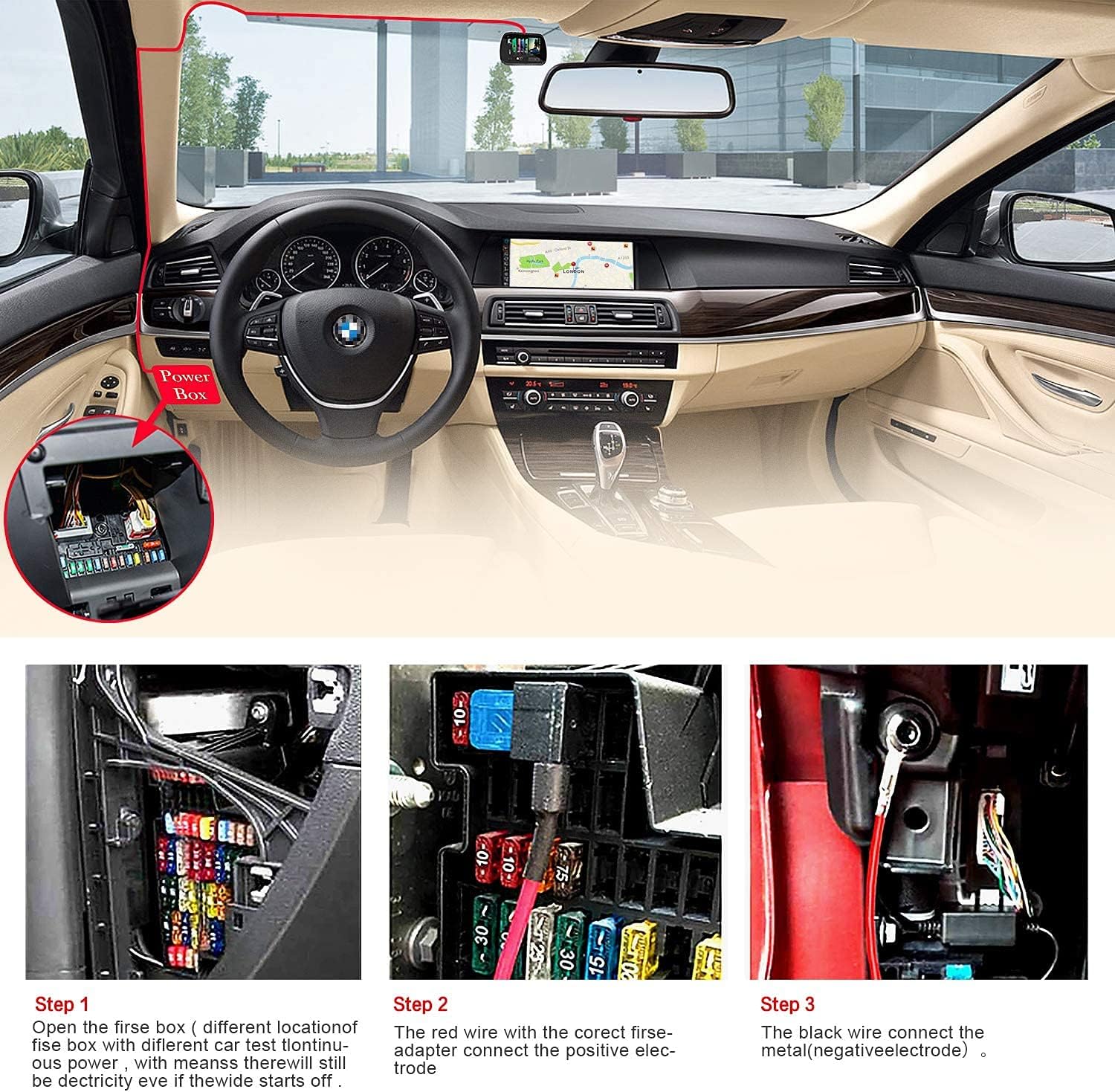 Detalle 2 de SHISHUO Hardwire Kit for Dash Cams (4m cable, Mini USB & Micro USB ports, battery drain protection)