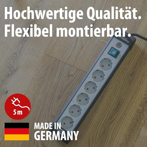 Detalle 2 de Brennenstuhl Premium-Line Steckdosenleiste 6-Fach, 5 m Kabellänge