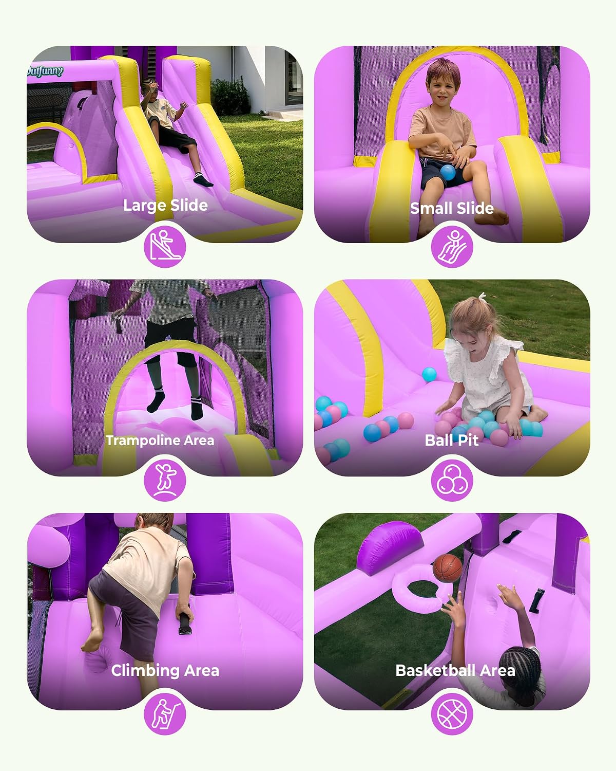 Detalle 2 de Outfunny Inflatable Bounce House 450W 🎪