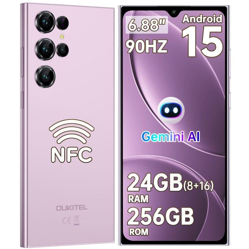 Detalle de Oukitel C61 Pro 4G, móvil de 6,88 pulgadas, 90 Hz y 256 GB morado