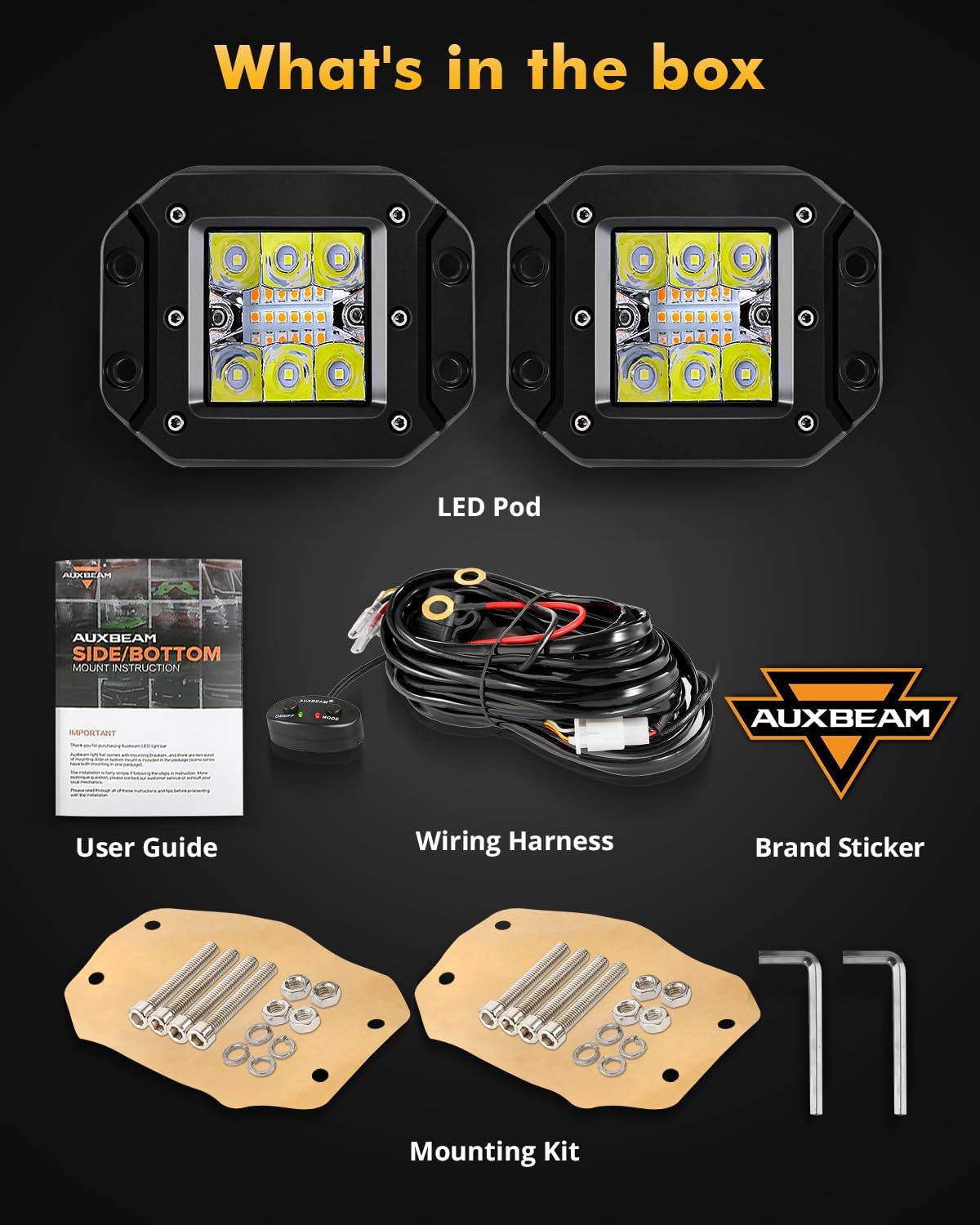 Detalle de Auxbeam 5 Inch 72W Amber White LED Pods
