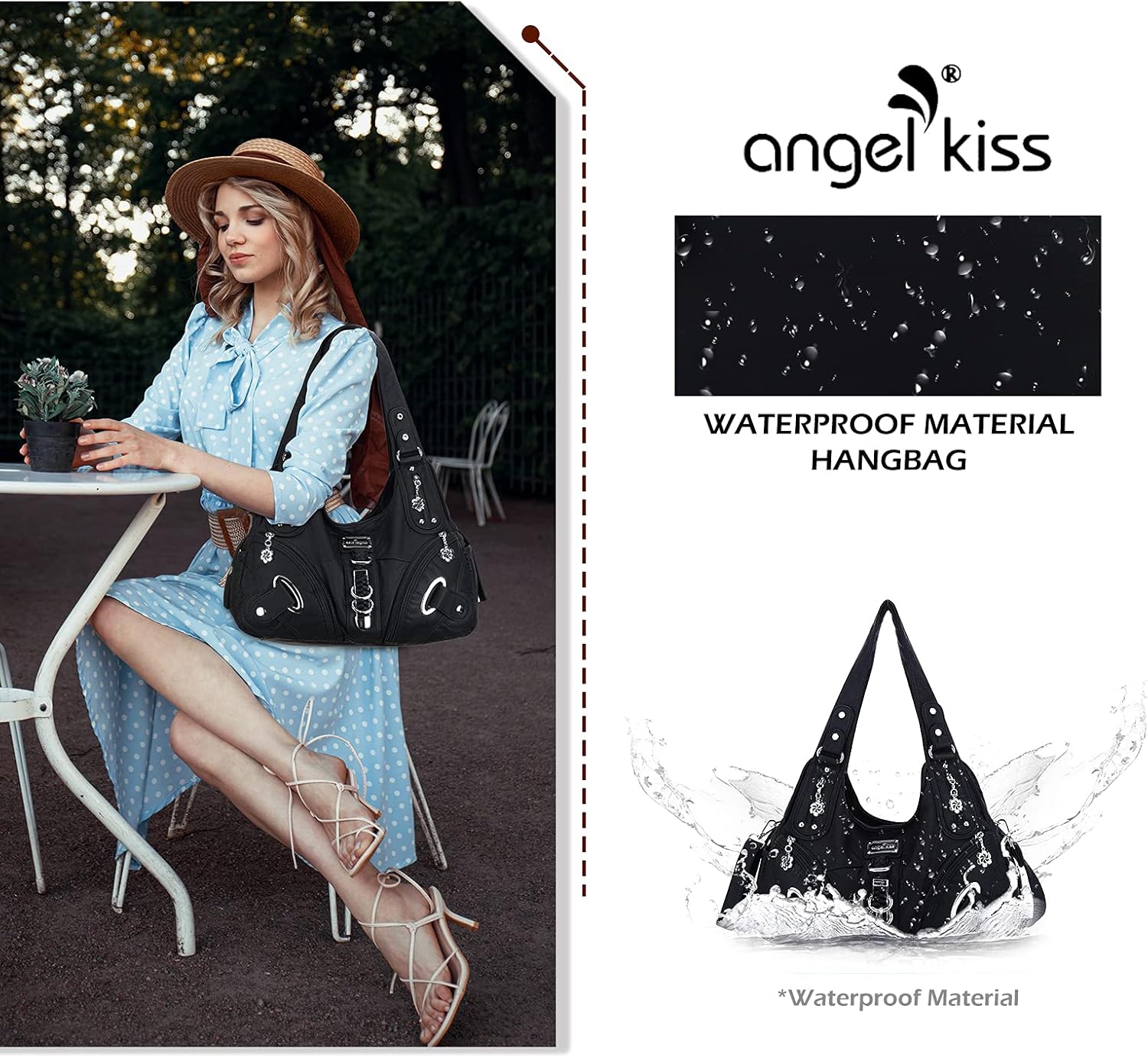 Thumbnail 5 de Angel Kiss Damen Schultertasche Hobo Tasche – großzügig, organisiert und vielseitig